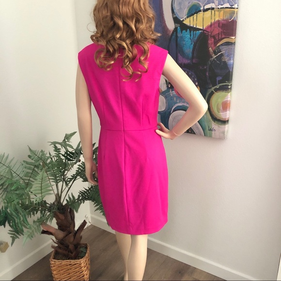 Trina Turk Bright Pink Embossed Sheath Dress - Picture 2 of 10